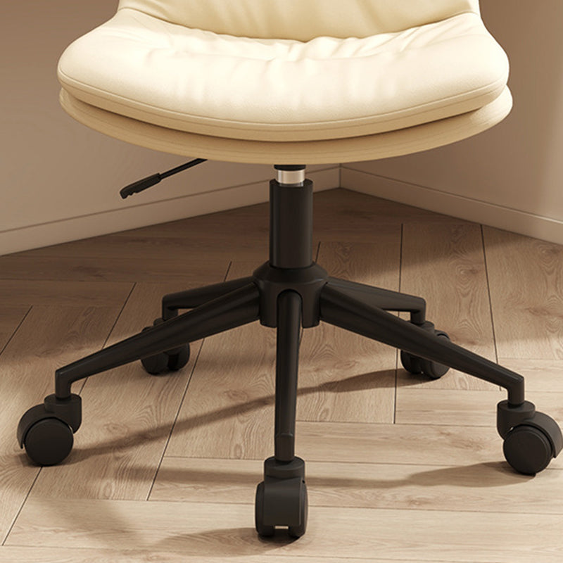 Zeitgenössischer nordischer Leder-Stahl-Schreibtischstuhl Rückenlehne ohne Armlehnen für das Home Office 