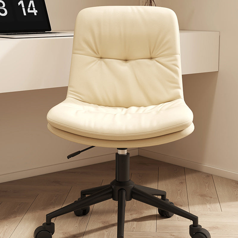 Zeitgenössischer nordischer Leder-Stahl-Schreibtischstuhl Rückenlehne ohne Armlehnen für das Home Office 