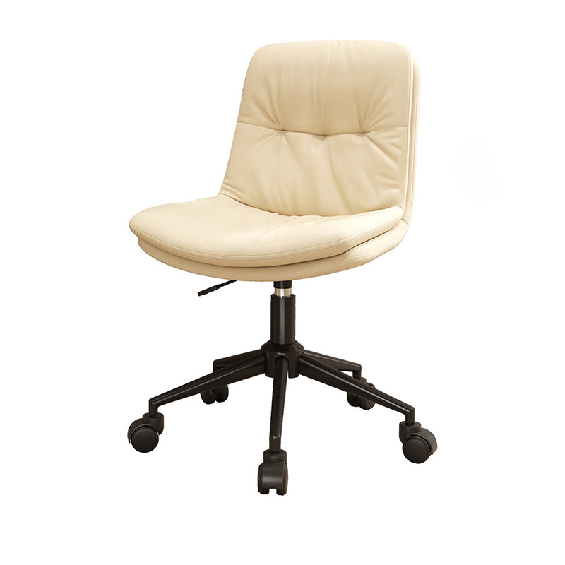 Zeitgenössischer nordischer Leder-Stahl-Schreibtischstuhl Rückenlehne ohne Armlehnen für das Home Office 