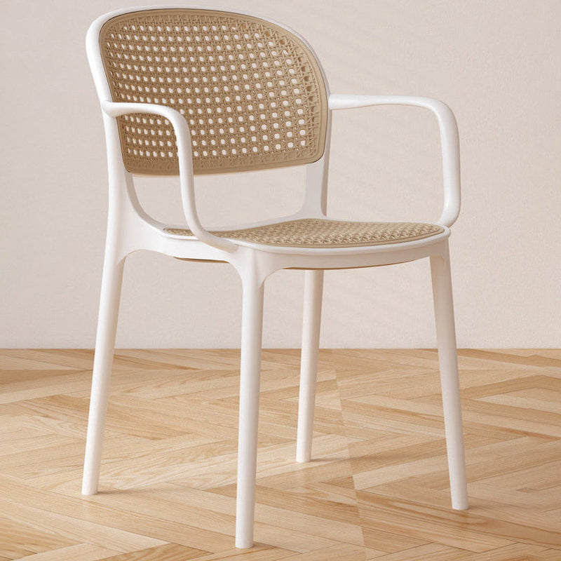 Zeitgenössischer Einfachheit Rattan Kunststoff Esszimmerstuhl Rückenlehne Armlehne für Esszimmer 