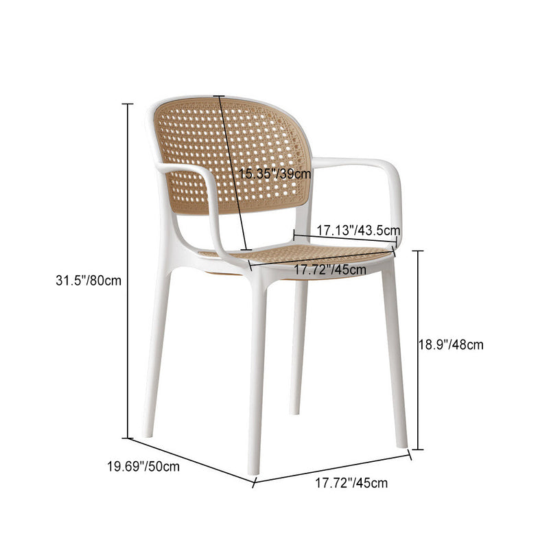 Zeitgenössischer Einfachheit Rattan Kunststoff Esszimmerstuhl Rückenlehne Armlehne für Esszimmer 