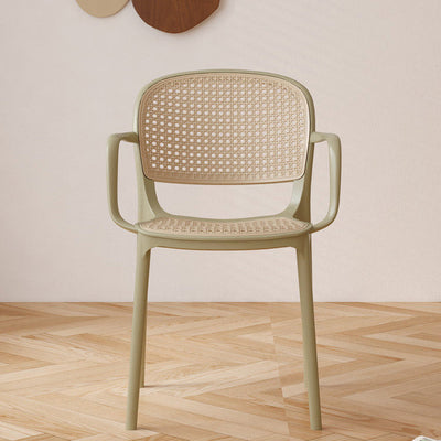 Zeitgenössischer Einfachheit Rattan Kunststoff Esszimmerstuhl Rückenlehne Armlehne für Esszimmer 