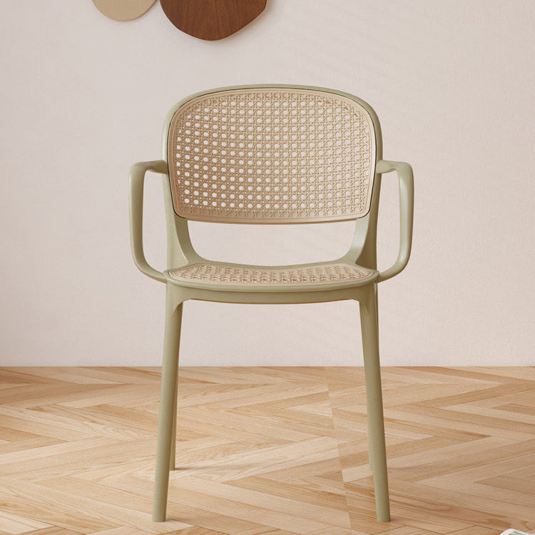 Zeitgenössischer Einfachheit Rattan Kunststoff Esszimmerstuhl Rückenlehne Armlehne für Esszimmer 