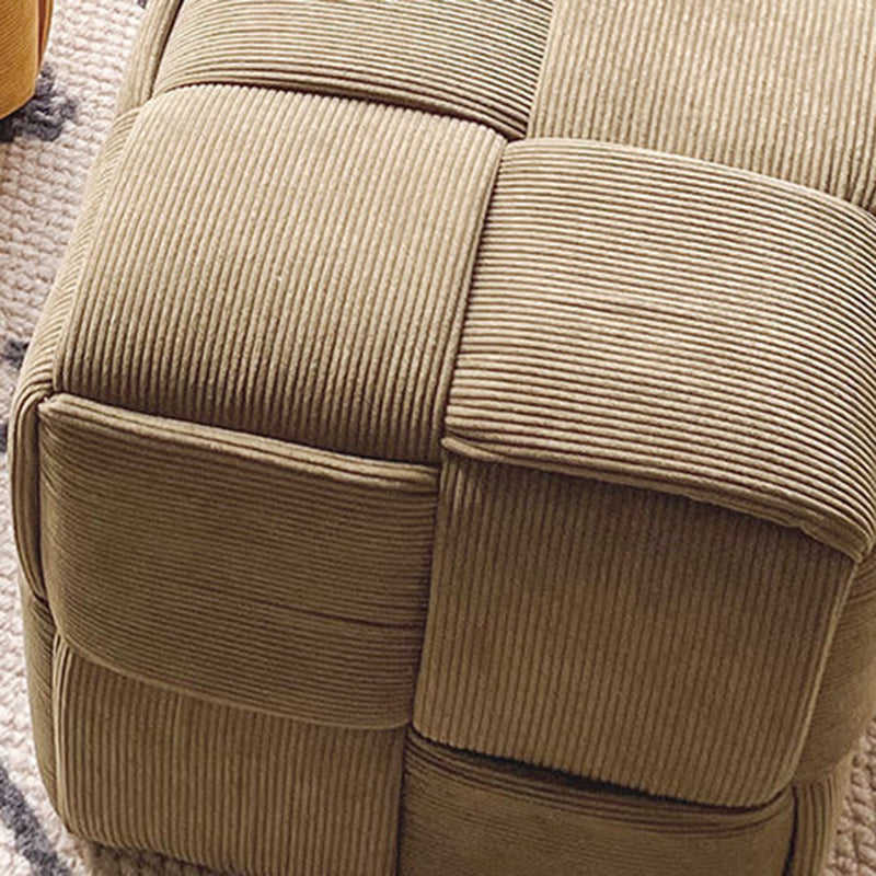 Tabouret carré nordique contemporain en velours côtelé avec cadre en bois massif sans dossier ni accoudoirs pour salon 