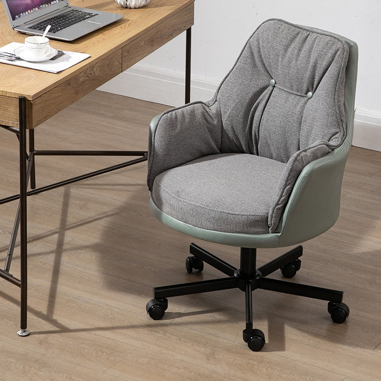 Moderner Einfachheitsstoff Leder Stahl Schreibtischstuhl Rückenlehne Armlehne Für Home Office 