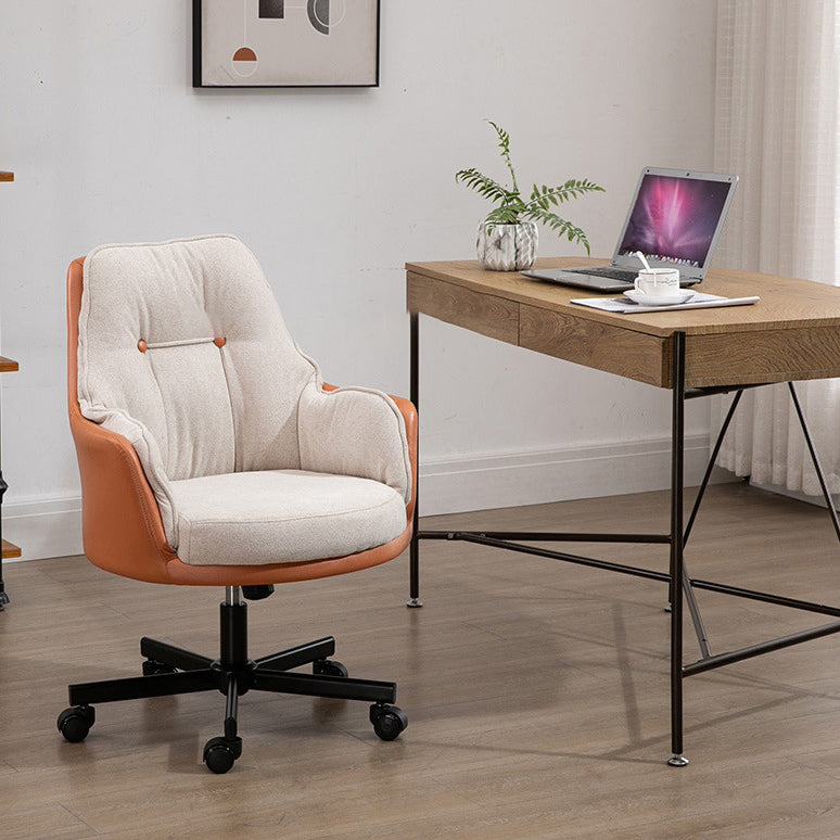 Moderner Einfachheitsstoff Leder Stahl Schreibtischstuhl Rückenlehne Armlehne Für Home Office 