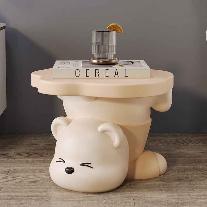 Taburete de Resina Creativa Contemporánea con Forma de Oso Sin Respaldo y Sin Brazos para Sala de Estar 