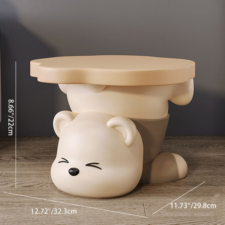 Taburete de Resina Creativa Contemporánea con Forma de Oso Sin Respaldo y Sin Brazos para Sala de Estar 