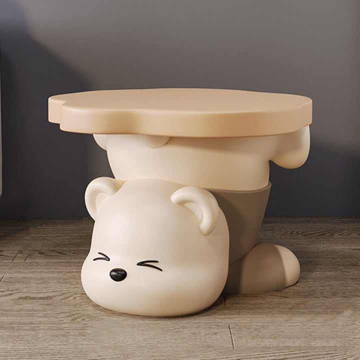Taburete de Resina Creativa Contemporánea con Forma de Oso Sin Respaldo y Sin Brazos para Sala de Estar 