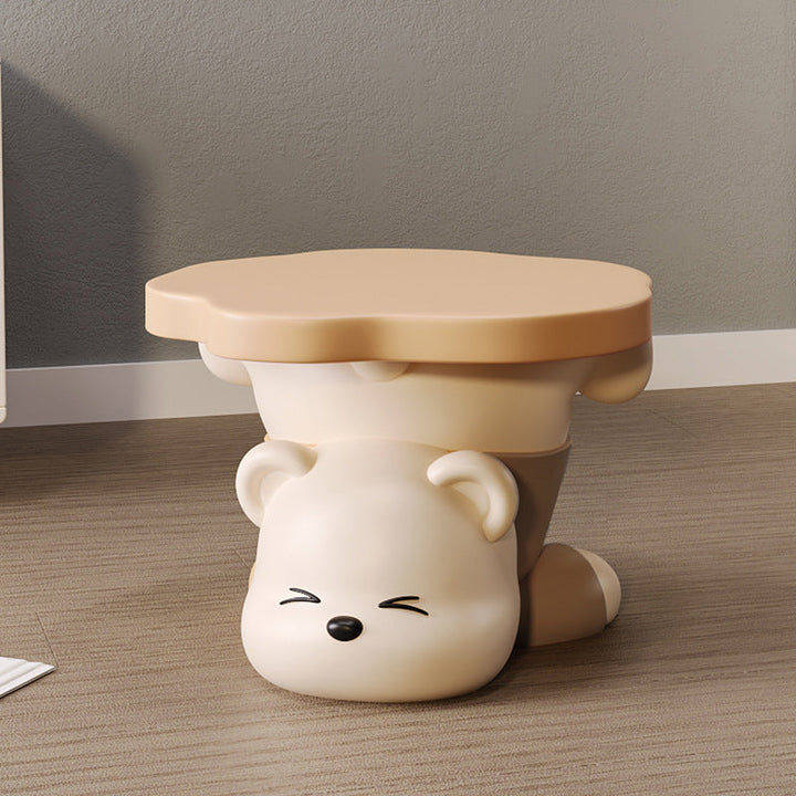 Taburete de Resina Creativa Contemporánea con Forma de Oso Sin Respaldo y Sin Brazos para Sala de Estar 