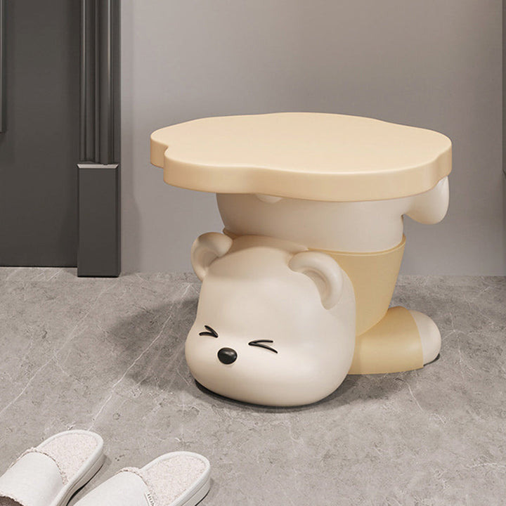 Taburete de Resina Creativa Contemporánea con Forma de Oso Sin Respaldo y Sin Brazos para Sala de Estar 