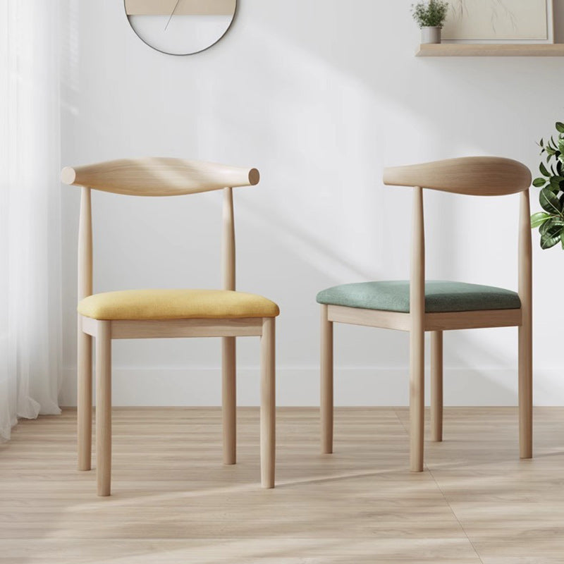Moderner minimalistischer Esszimmerstuhl aus Baumwolle und Massivholz, Rückenlehne ohne Armlehnen für Esszimmer 