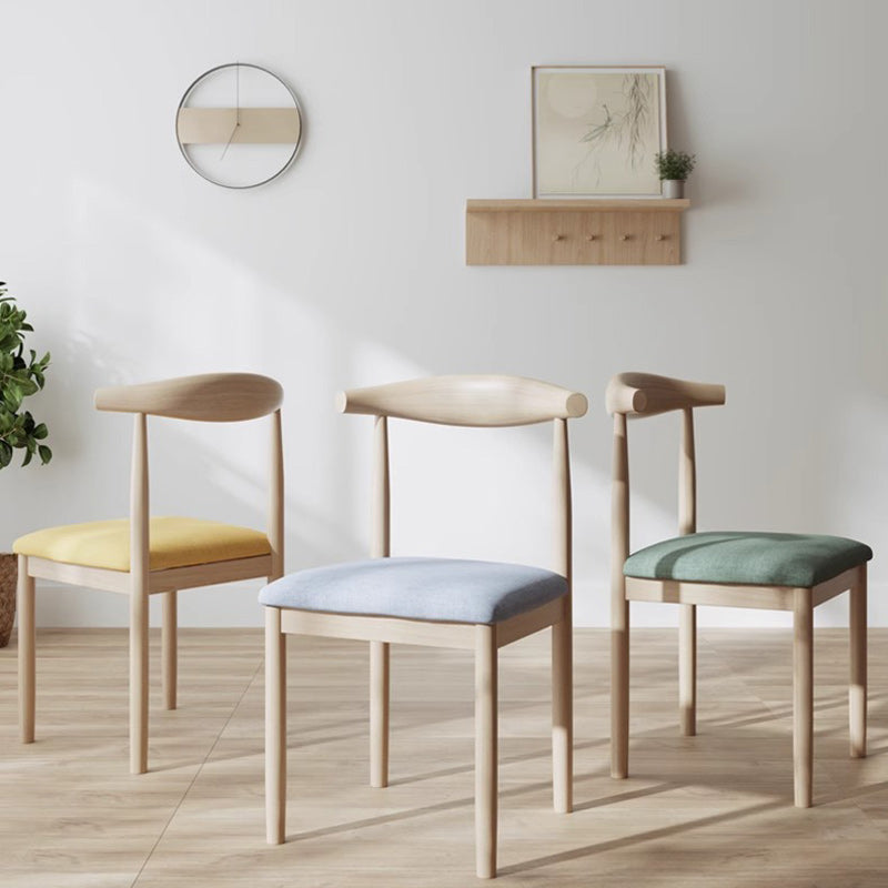 Moderner minimalistischer Esszimmerstuhl aus Baumwolle und Massivholz, Rückenlehne ohne Armlehnen für Esszimmer 