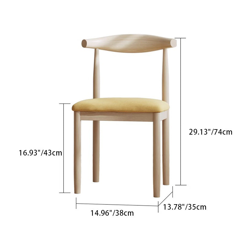 Moderner minimalistischer Esszimmerstuhl aus Baumwolle und Massivholz, Rückenlehne ohne Armlehnen für Esszimmer 