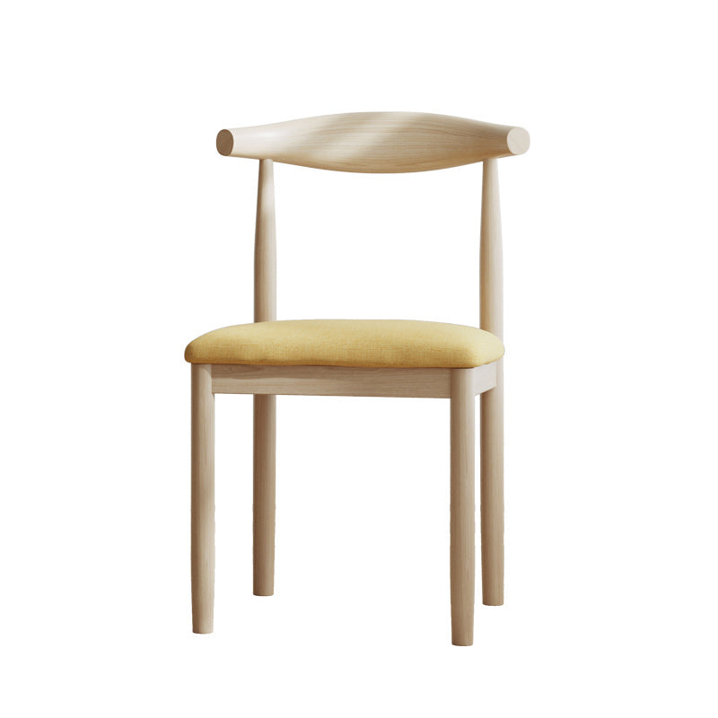 Moderner minimalistischer Esszimmerstuhl aus Baumwolle und Massivholz, Rückenlehne ohne Armlehnen für Esszimmer 