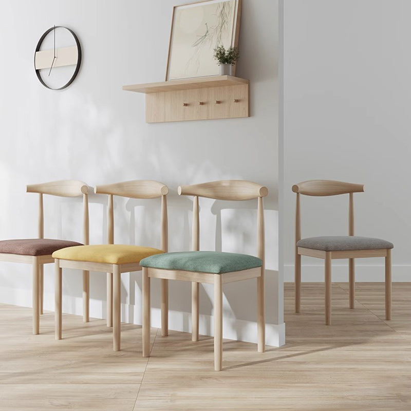 Moderner minimalistischer Esszimmerstuhl aus Baumwolle und Massivholz, Rückenlehne ohne Armlehnen für Esszimmer 