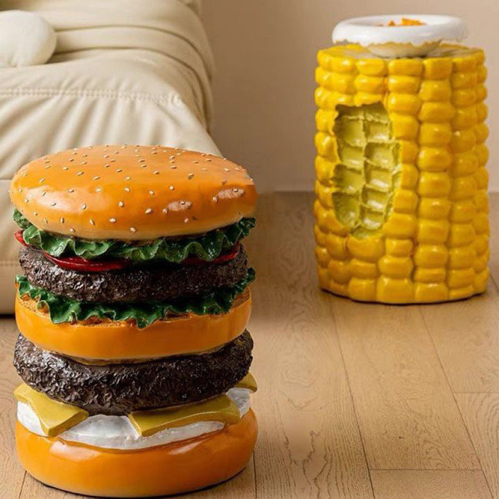 Hamburger créatif contemporain Tabouret de pied en maïs sans dossier et sans accoudoirs pour salon 