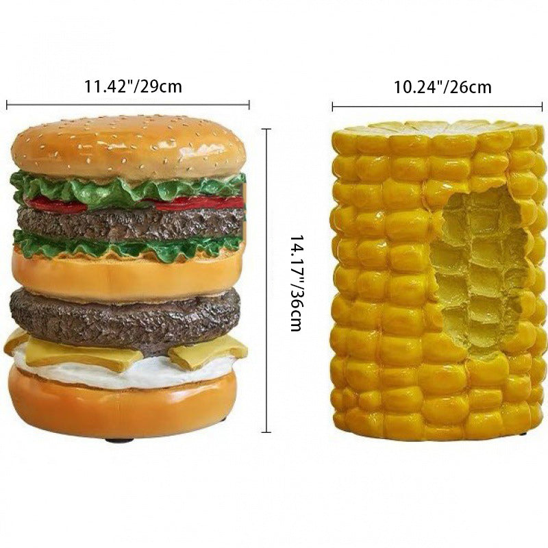 Contemporary Creative Hamburger Corn Resin Footstool Backless Armless For Living Room