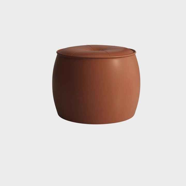 Moderner nordischer Fußhocker aus Mikrofaserleder und Kiefernholz in Zylinderform ohne Armlehnen für das Wohnzimmer 