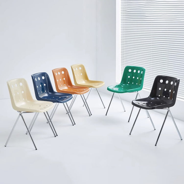 Contemporary Creative Macarons Hole PP Iron Dining Chair Backrest Armless For Dining Room