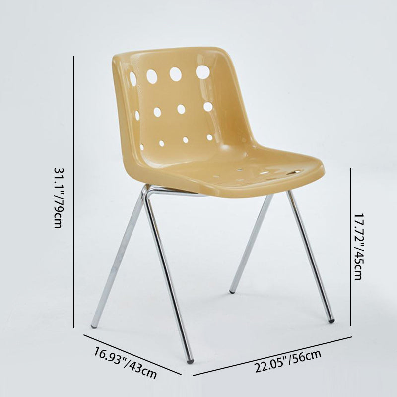 Contemporary Creative Macarons Hole PP Iron Dining Chair Backrest Armless For Dining Room