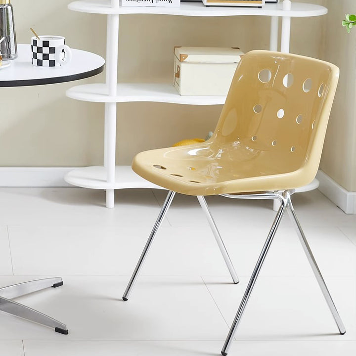 Contemporary Creative Macarons Hole PP Iron Dining Chair Backrest Armless For Dining Room