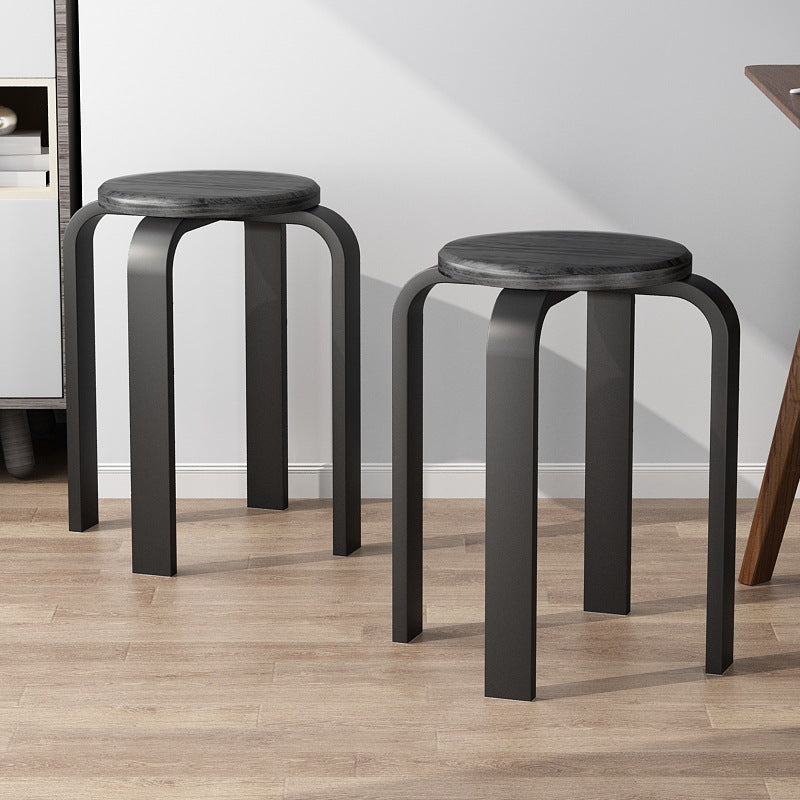 Zeitgenössischer Einfachheits-Dichteplatte Massivholz Esszimmerstuhl Rückenfrei Armlehnenlos Für Esszimmer 