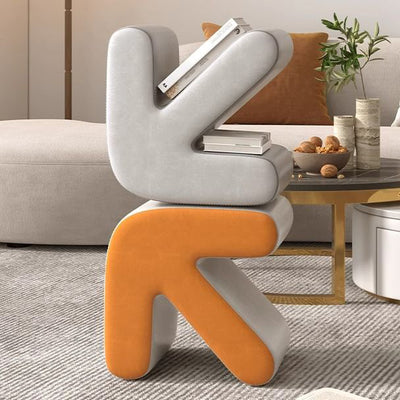 Tabouret contemporain créatif en flanelle avec flèche, sans dossier ni accoudoirs en bois massif pour le salon 