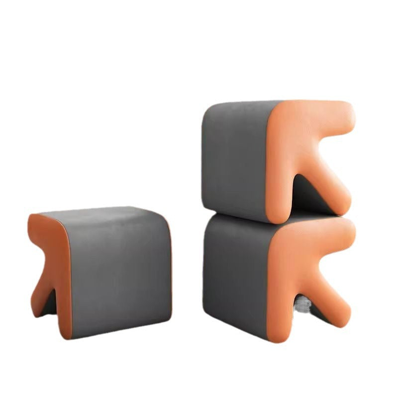 Tabouret contemporain créatif en flanelle avec flèche, sans dossier ni accoudoirs en bois massif pour le salon 