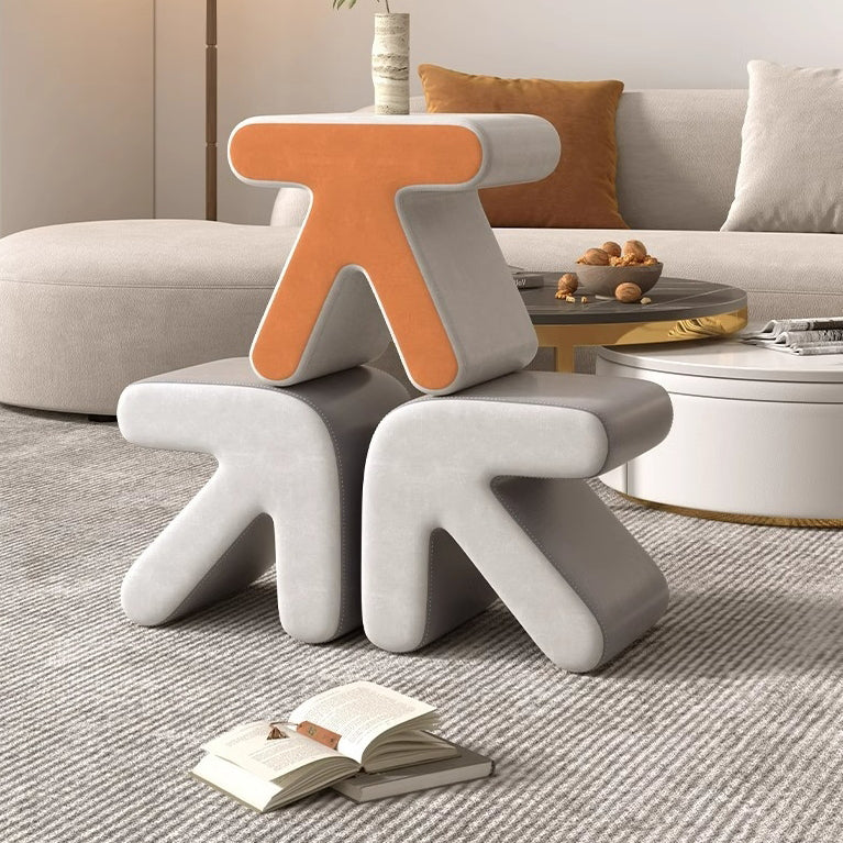 Tabouret contemporain créatif en flanelle avec flèche, sans dossier ni accoudoirs en bois massif pour le salon 