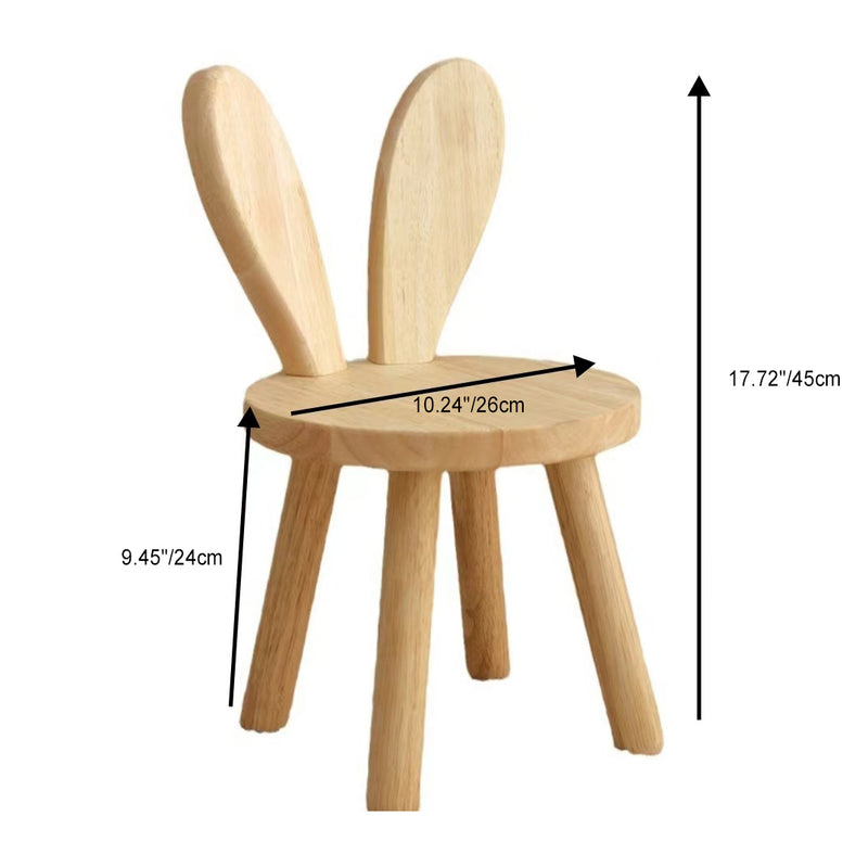 كرسي خشب مطاطي صلب معاصر إبداعي بدون ذراعين مع مسند ظهر على شكل أذني أرنب لغرفة المعيشة 