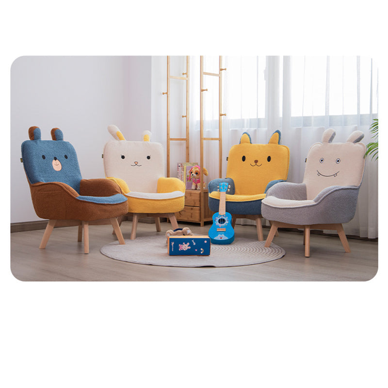 Canapé pour enfants en bois massif avec broderie de dessin animé créatif contemporain en velours avec dossier et accoudoirs pour le salon 
