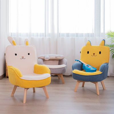 Canapé pour enfants en bois massif avec broderie de dessin animé créatif contemporain en velours avec dossier et accoudoirs pour le salon 