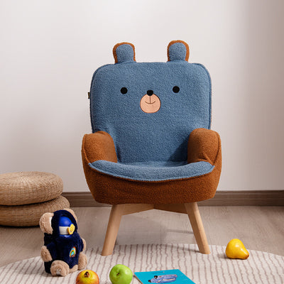 Canapé pour enfants en bois massif avec broderie de dessin animé créatif contemporain en velours avec dossier et accoudoirs pour le salon 