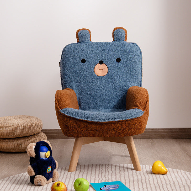 Canapé pour enfants en bois massif avec broderie de dessin animé créatif contemporain en velours avec dossier et accoudoirs pour le salon 