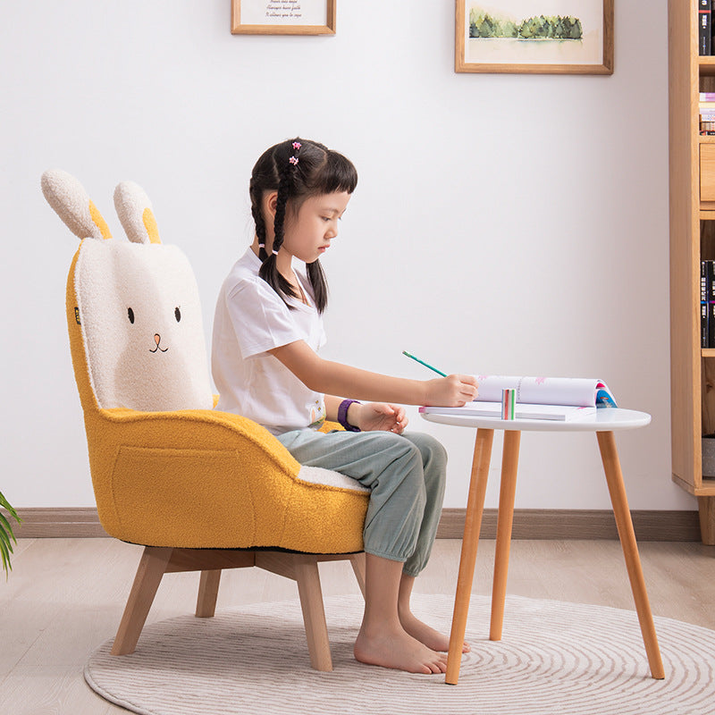 Canapé pour enfants en bois massif avec broderie de dessin animé créatif contemporain en velours avec dossier et accoudoirs pour le salon 
