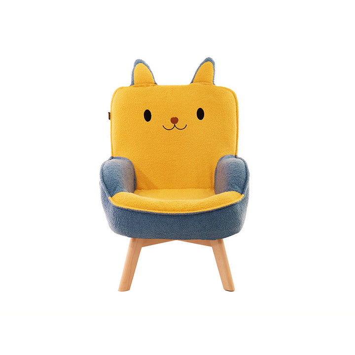 Canapé pour enfants en bois massif avec broderie de dessin animé créatif contemporain en velours avec dossier et accoudoirs pour le salon 