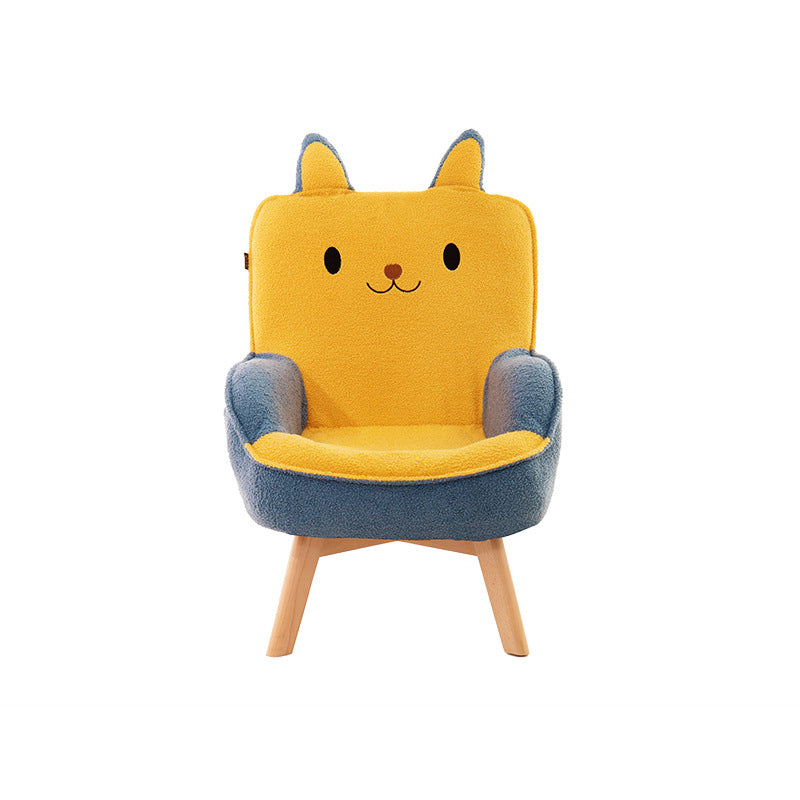 Canapé pour enfants en bois massif avec broderie de dessin animé créatif contemporain en velours avec dossier et accoudoirs pour le salon 