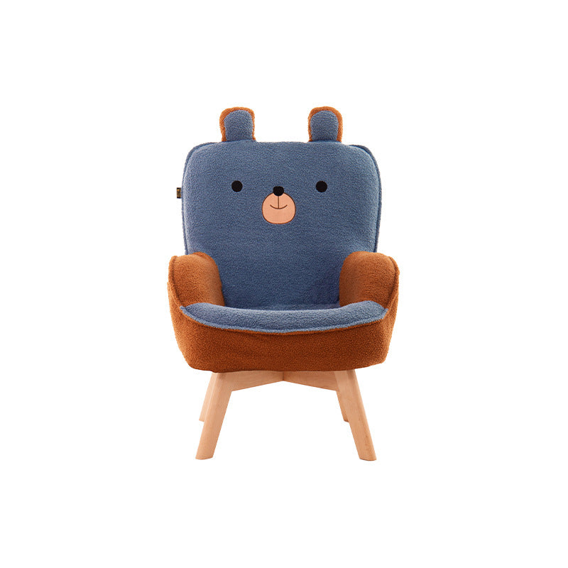 Canapé pour enfants en bois massif avec broderie de dessin animé créatif contemporain en velours avec dossier et accoudoirs pour le salon 