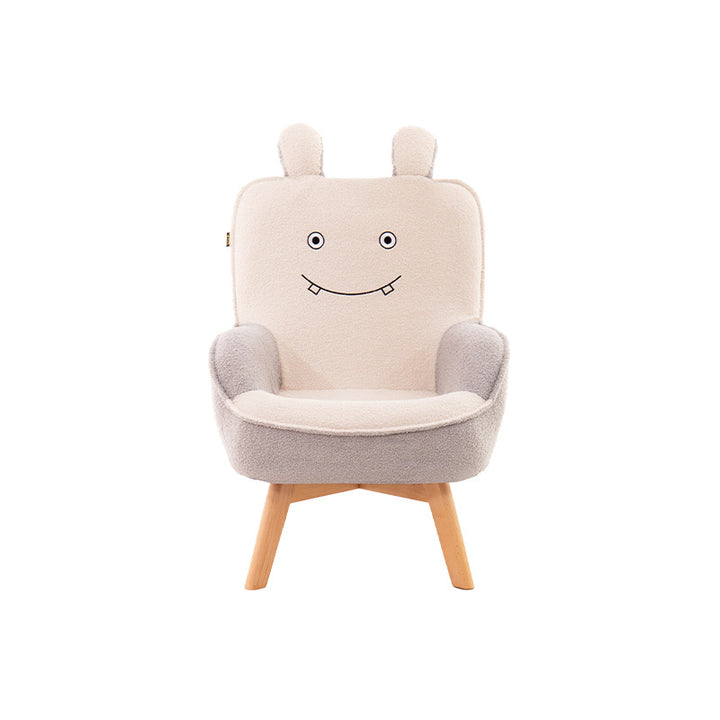 Canapé pour enfants en bois massif avec broderie de dessin animé créatif contemporain en velours avec dossier et accoudoirs pour le salon 