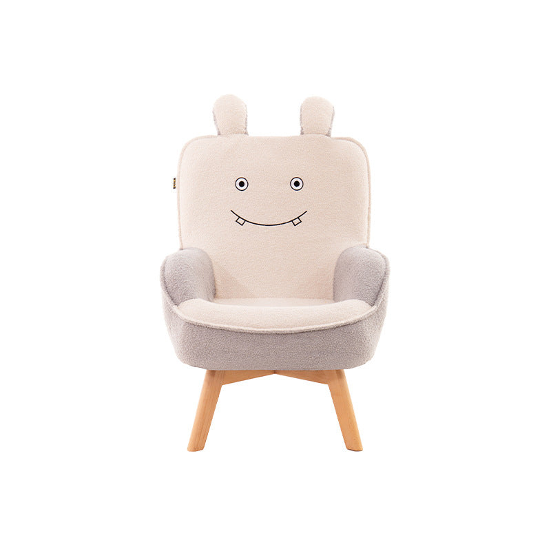 Canapé pour enfants en bois massif avec broderie de dessin animé créatif contemporain en velours avec dossier et accoudoirs pour le salon 