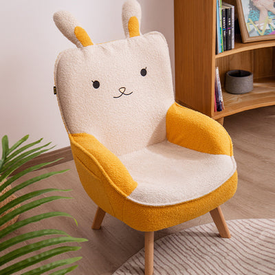 Canapé pour enfants en bois massif avec broderie de dessin animé créatif contemporain en velours avec dossier et accoudoirs pour le salon 