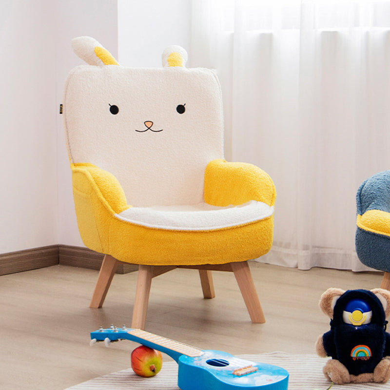 Canapé pour enfants en bois massif avec broderie de dessin animé créatif contemporain en velours avec dossier et accoudoirs pour le salon 