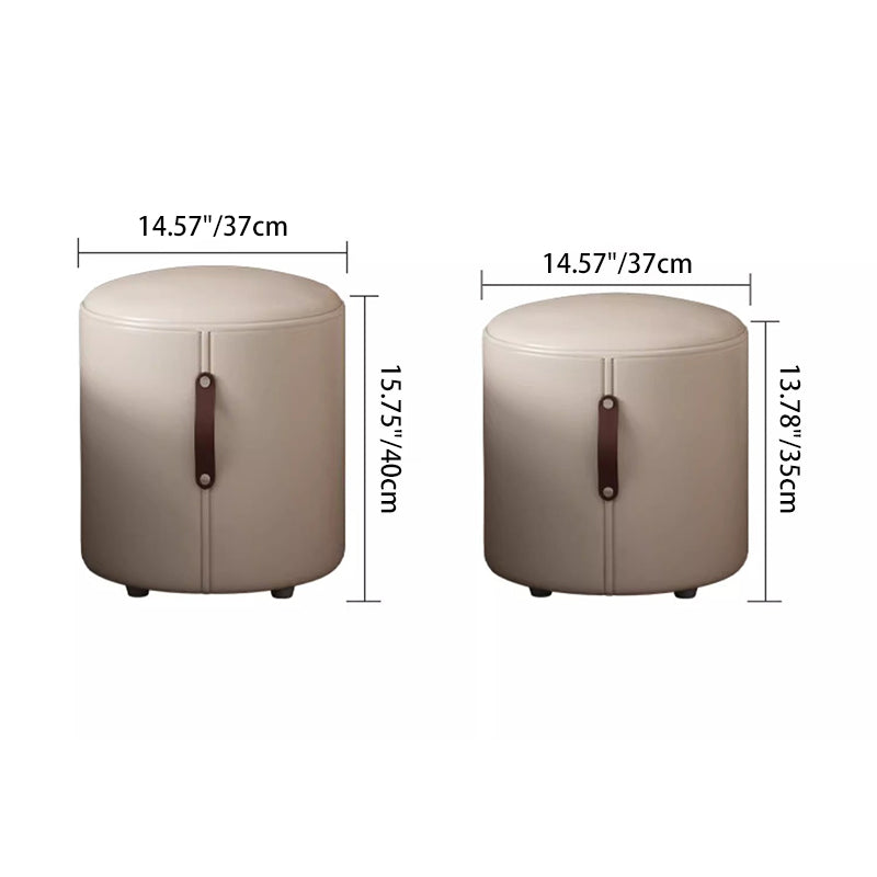 Zeitgenössischer nordischer Zylinder tragbarer Leder Massivholz Schminkhocker ohne Rückenlehne und Armlehnen für das Schlafzimmer 