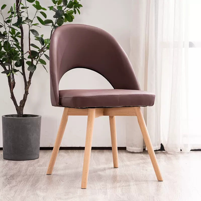Silla de comedor de madera maciza de cuero de algodón de simplicidad moderna con respaldo sin brazos para comedor 