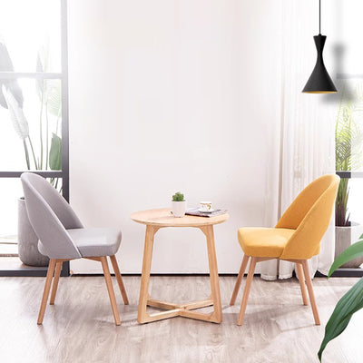 Silla de comedor de madera maciza de cuero de algodón de simplicidad moderna con respaldo sin brazos para comedor 