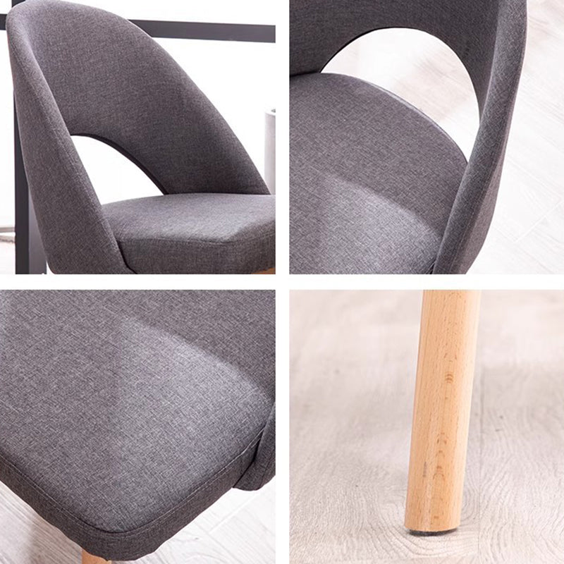 Silla de comedor de madera maciza de cuero de algodón de simplicidad moderna con respaldo sin brazos para comedor 