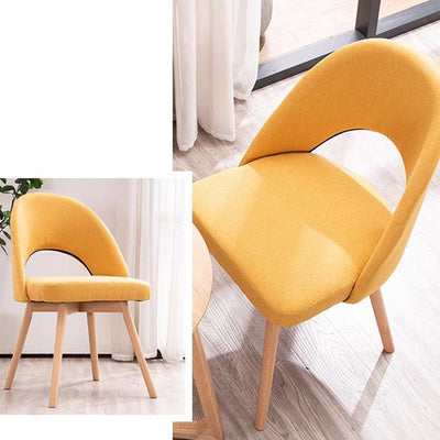 Silla de comedor de madera maciza de cuero de algodón de simplicidad moderna con respaldo sin brazos para comedor 
