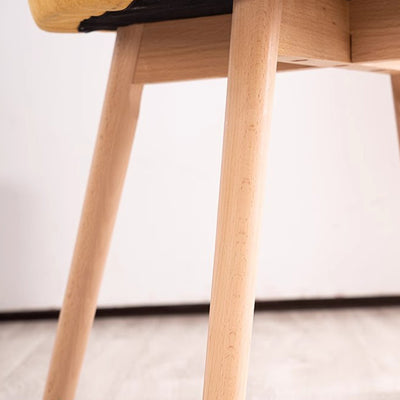 Silla de comedor de madera maciza de cuero de algodón de simplicidad moderna con respaldo sin brazos para comedor 