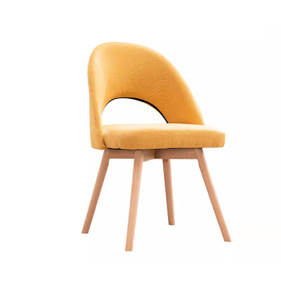 Silla de comedor de madera maciza de cuero de algodón de simplicidad moderna con respaldo sin brazos para comedor 